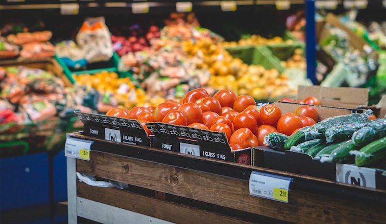 fruits and vegetables on display at a store