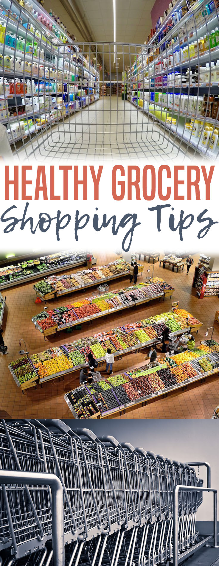 pinterest image of various photos of the grocery store with text overlay