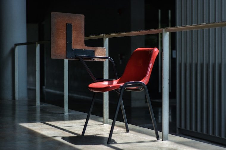 A red chair sitting.