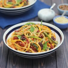 This gluten free and Vegan Vodka Sauce Zucchini Noodle Pasta is so incredibly creamy, you'll never guess it's dairy-free, and low carb!
