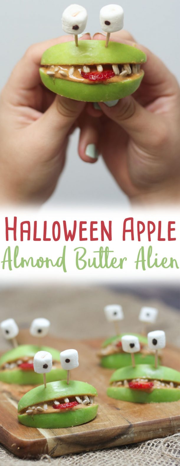 Halloween Apple and Almond Butter Alien Smiles | Gluten Free Healthy ...