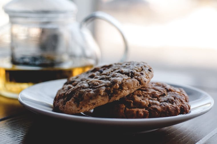 Cookies on a white plate.