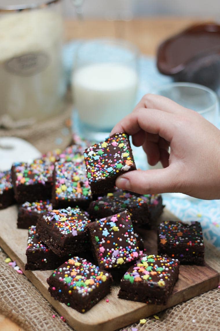 Rainbow No Bake Brownies | Vegan and Gluten Free Desserts - Abbey's Kitchen Do You Put Sprinkles On Brownies Before Baking