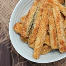 A plate of rosemary baked zucchini fries.