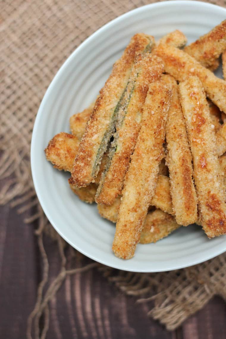 A plate of rosemary baked zucchini fries.
