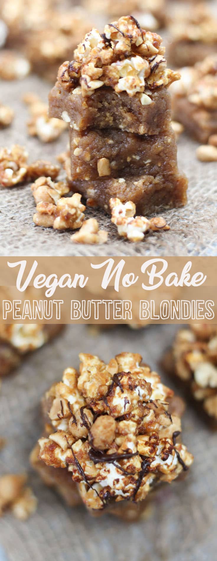 No-Bake VEGAN Peanut Butter Blondies with Caramel Peanut ...