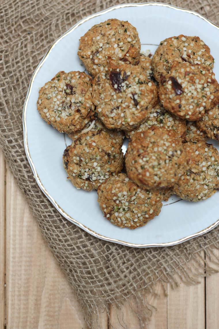 A plate of hemp heart breakfast cookies.