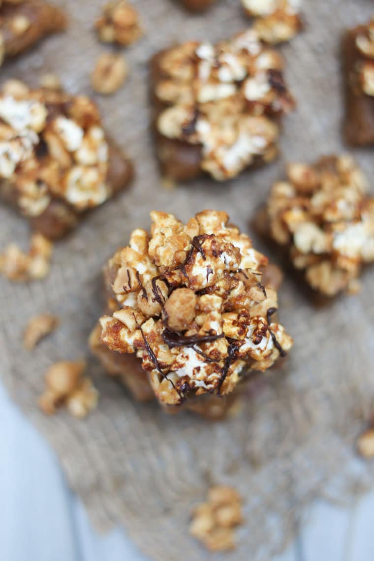 Overhead image of a peanut butter blondies.