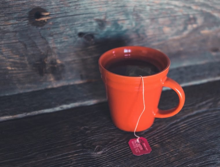 cup of tea in a red mug