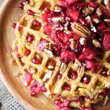 These Gluten Free Sweet Potato Waffle Latkes with Paleo Cranberry Apple Compote will become a cool-weather favourite brunch recipe your whole family will love!