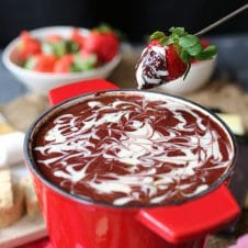 This Healthy Red Velvet Fondue is a perfect Gluten Free and Red Food Dye Free treat for Valentine’s Day that your sweetie will love!