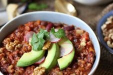 This Vegan Keto Walnut Chili is a delicious Gluten Free, High Protein, Low Carb Dinner Recipe that vegans and carnivores alike will want to CRUSH.