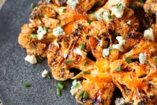 These easy vegetarian gluten free buffalo cauliflower steaks are the perfect dish for a healthy meatless dinner option.