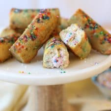 These Gluten Free Rainbow Twinkies with Strawberry Protein Cream Filling are the better-for-you version of everyones beloved childhood treat!