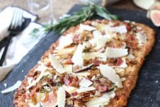 This Gluten Free Apple, Fig and Caramelized Onion Cauliflower Pizza Flatbread is a perfect low carb, nutrient-packed party snack for entertaining any time of year!