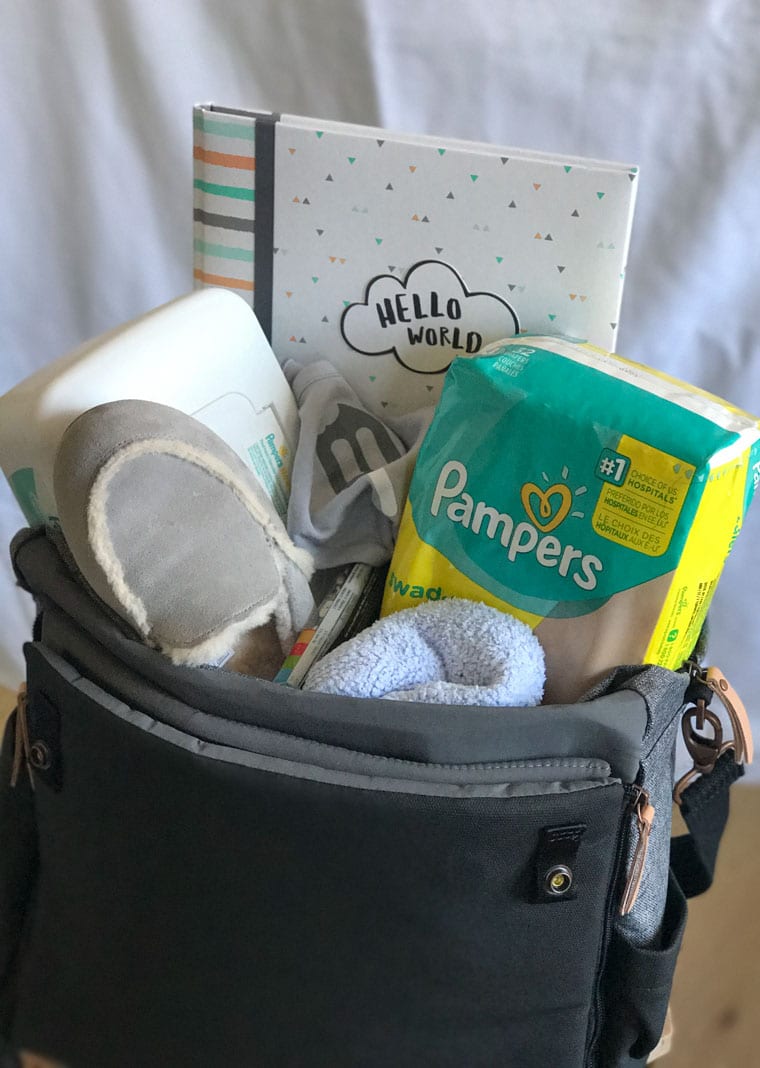 A hospital bag with pregnancy essentials.