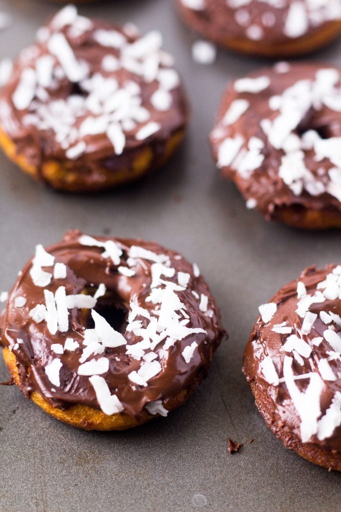 A chocolate covered sweet potato donut.