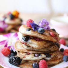 These Gluten Free Vegan Elderflower Pancakes are perfect for any Mother's Day Brunch or any other weekend treat.