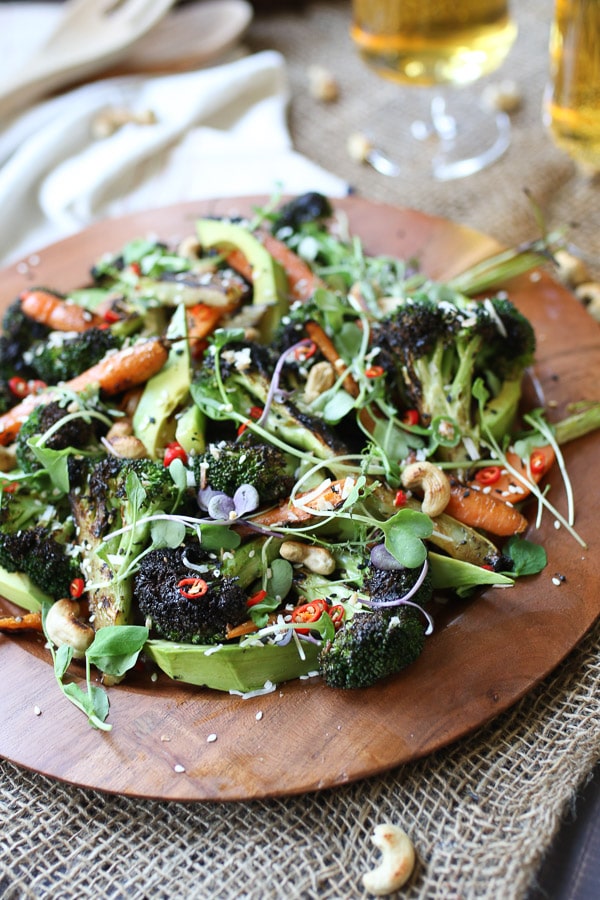Gluten Free Vegan Grilled Broccoli, Carrot and Avocado Salad with Sesame Dressing Abbey's Kitchen