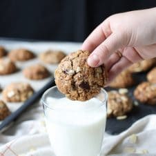 These Salted Chocolate Almond Vegan Lactation Cookies are perfect gluten free plant-based breastfeeding snacks for nursing moms!