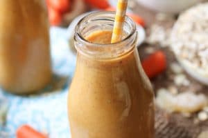 This Carrot Cake Vegan Lactation Smoothie is a delicious gluten free breakfast for breastfeeding moms who are struggling with their milk supply for baby!