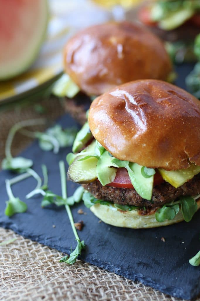 This Gluten Free Vegan Walnut Quinoa Burgers is the perfect Plant Based BBQ Veggie Burgers for summer entertaining, long weekends, Memorial Day and Father's Day!