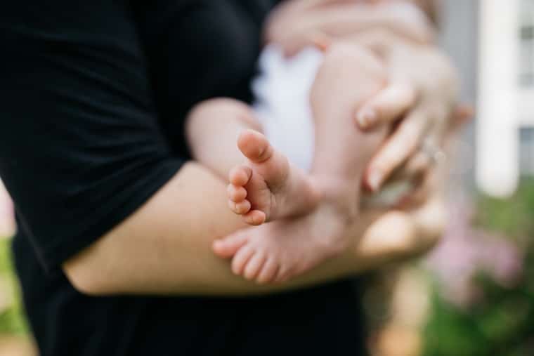 Close up of baby feet.