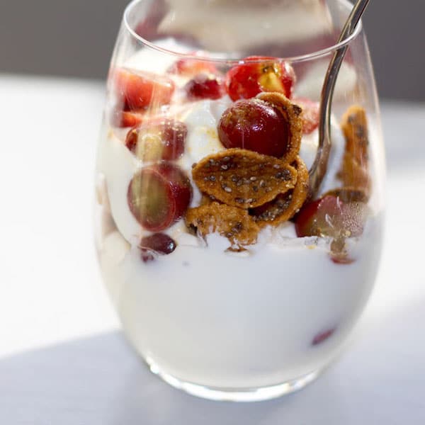 yogurt parfait in a glass