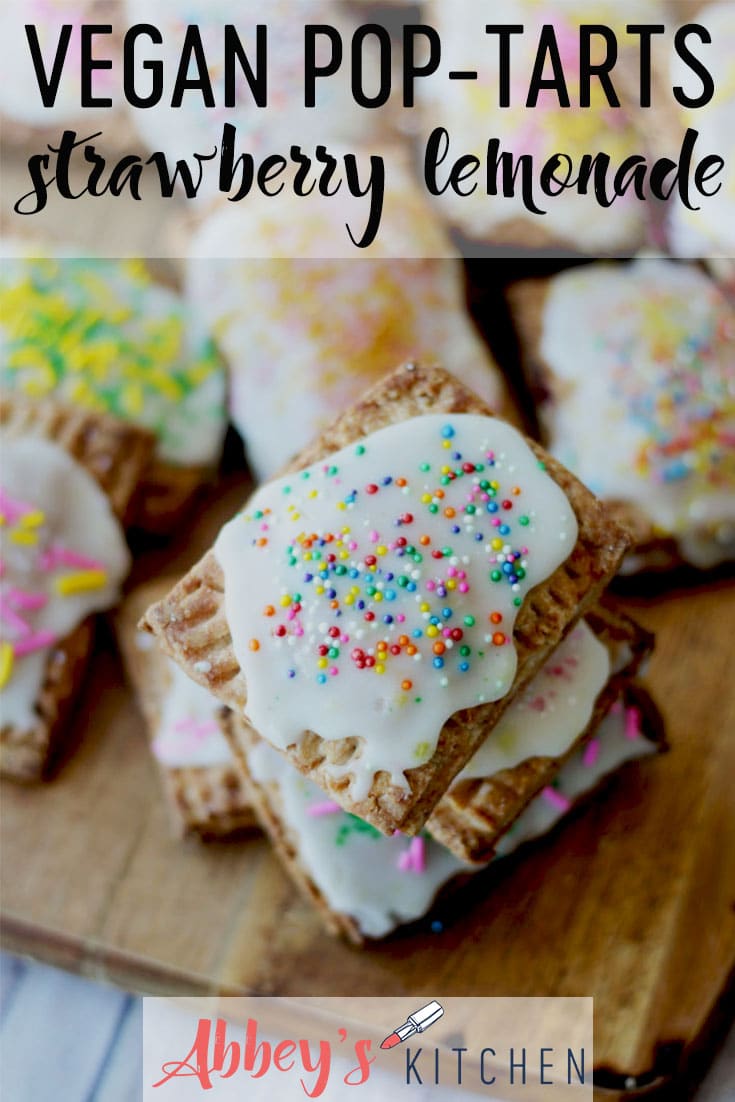 pinterest image of colourful homemade poptarts on a wooden surface with text overlay