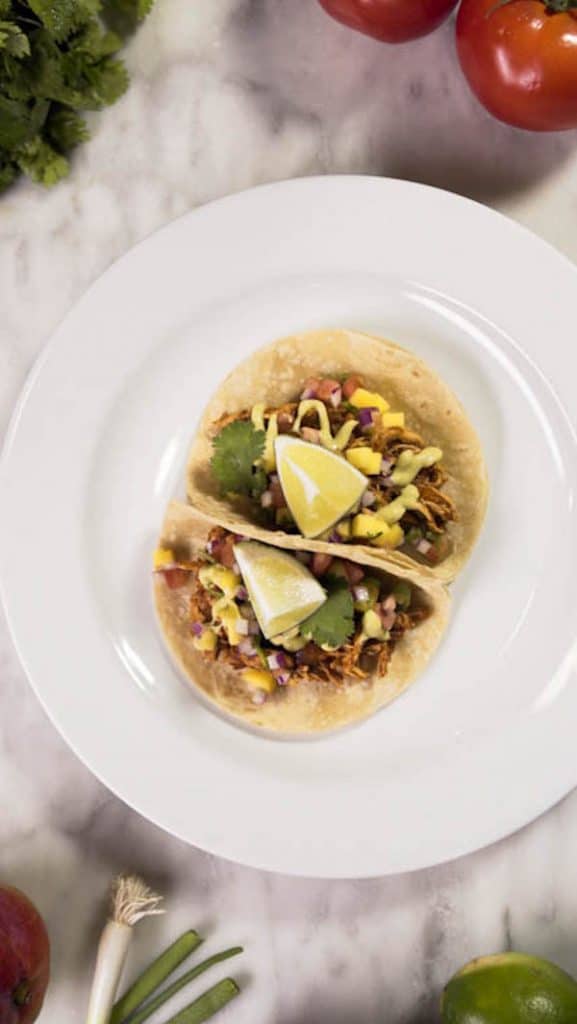 birds eye view of allergy friendly chicken taco recipe for kids