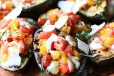 This Keto Grilled Avocado Bruschetta is the perfect Low Carb and Gluten Free Summer BBQ Recipe for outdoor entertaining and snacking.