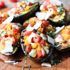 This Keto Grilled Avocado Bruschetta is the perfect Low Carb and Gluten Free Summer BBQ Recipe for outdoor entertaining and snacking.