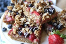 These Gluten Free Vegan Patriotic Oatmeal Breakfast Bars are the perfect way to celebrate the 4th of July and Canada Day with red, white and blue or red and white colours!