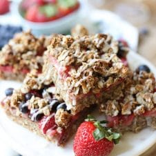 These Gluten Free Vegan Patriotic Oatmeal Breakfast Bars are the perfect way to celebrate the 4th of July and Canada Day with red, white and blue or red and white colours!