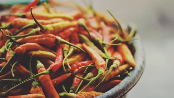 closeup of chilli peppers