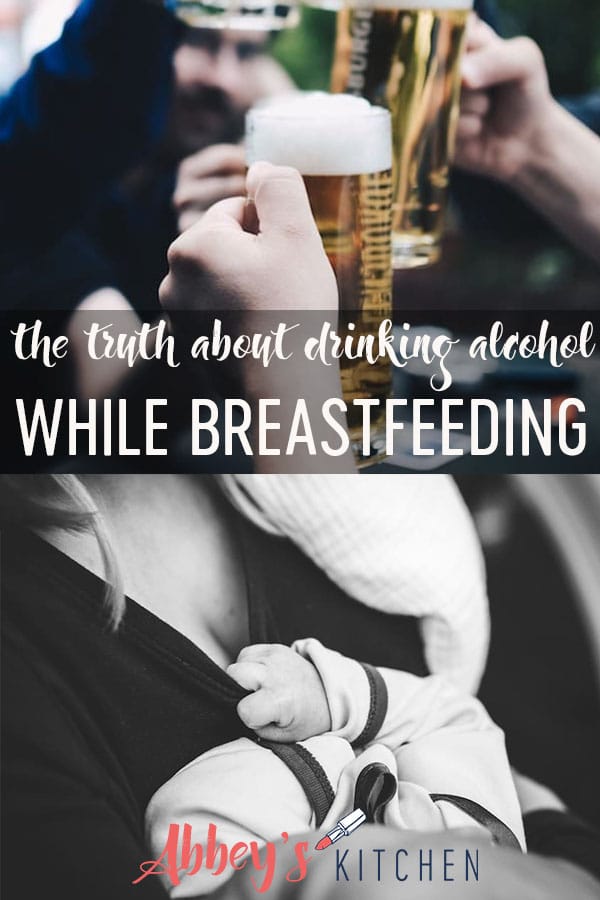 pinterest image of beer glasses above a photo of a mother holding her baby with text overlay