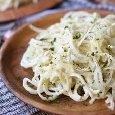 This vegan keto pasta alfredo is gluten free, and paleo friendly and absolutely loaded with flavour- a perfect low carb swap for a traditional pasta dinner!