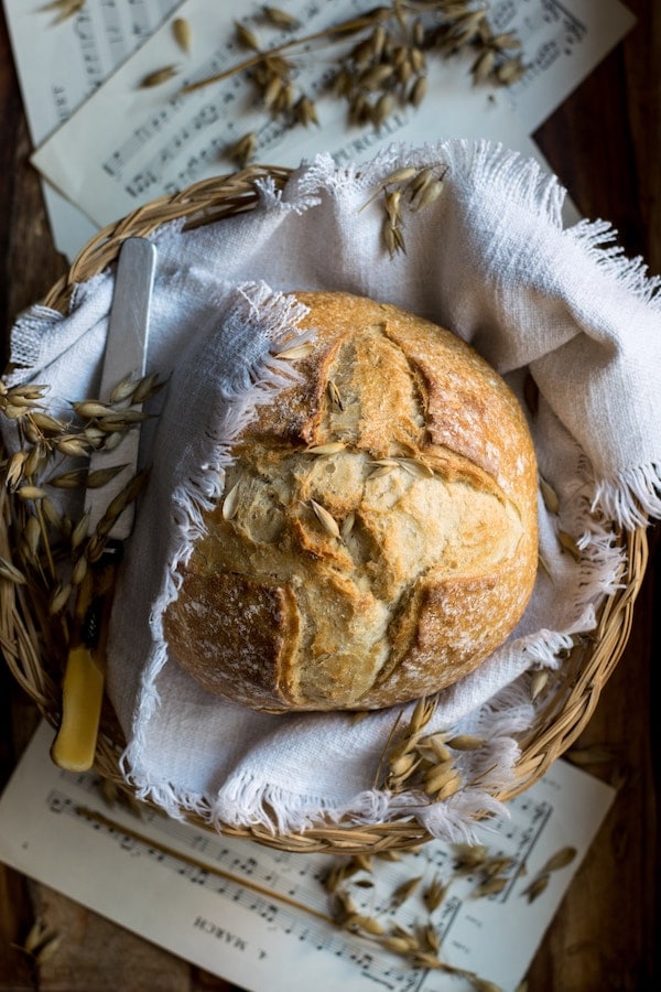 birds eye view of freshly baked bread on a white cloth