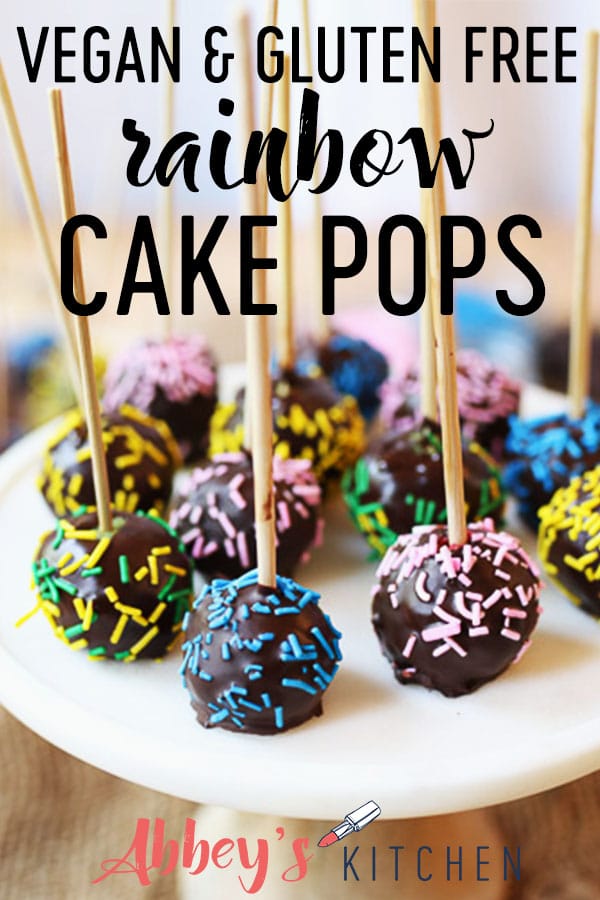 pinterest image of A variety of cake pops served on a white plate with text overlay