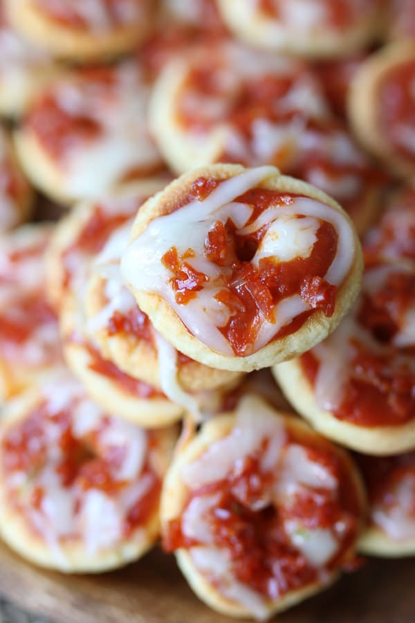 Close up of keto bagel bites.