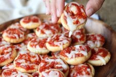 These Keto Pepperoni Pizza Bagel Bites are a great low carb, gluten free snack recipe that will take you back to your 90's childhood.