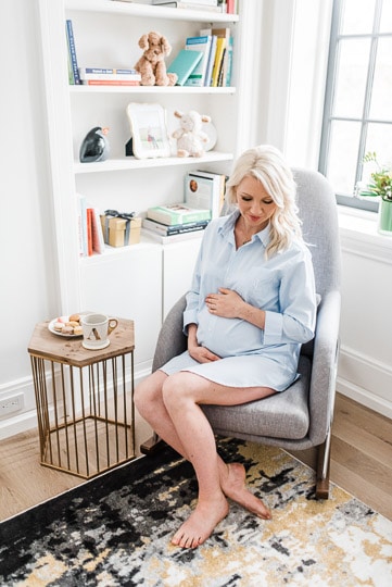 pregnant Abbey on a rocking chair