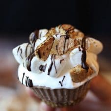 These Mini Vegan Frozen S'mores Cupcakes made of nice cream make a portion-controlled healthy summer dessert that the whole family will love!