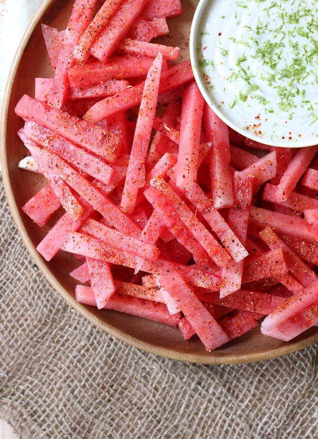 Watermelon Sticks with Coconut Lime Dip (Healthy Summer Snack) - Abbey's Kitchen