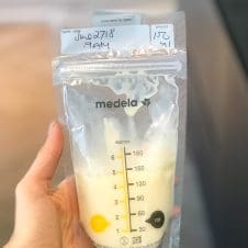 Breast milk in a bag.