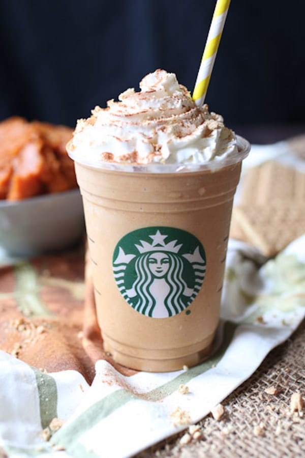 healthy vegan starbucks frappuccino copycat topped with whipped cream and a straw