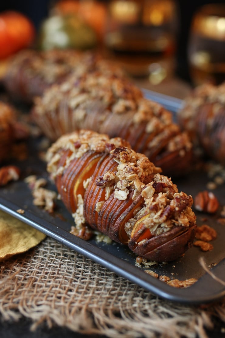 Vegan Hasselback Sweet Potatoes with Streusel Topping | Gluten Free ...