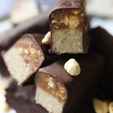 These Vegan Snickers Bars are the ultimate gluten free healthier Halloween candy for filling your kid's candy bag and enjoying all year long.