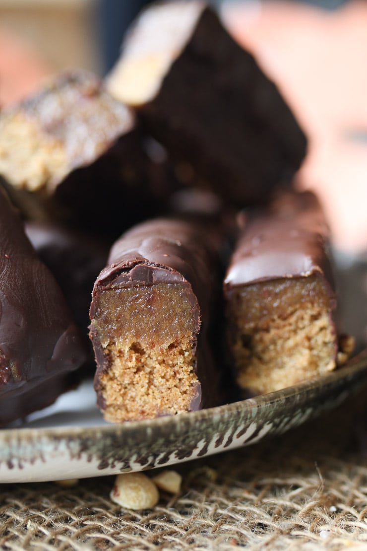 Plate with homemade twix bars.