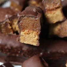 These Vegan Twix Bars are the perfect gluten free dairy free healthier Halloween candy that you can feel good about serving your kids or yourself any day of the year!
